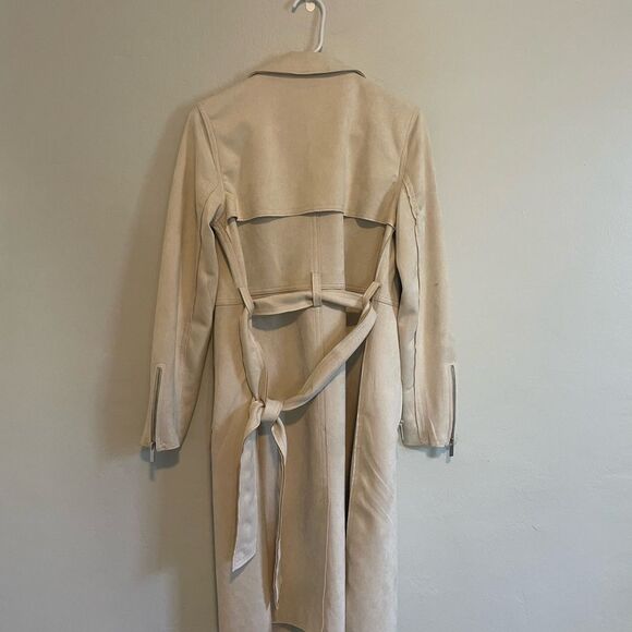T TAHARI Trench Coat Tan colored Midi Length - Picture 6 of 9